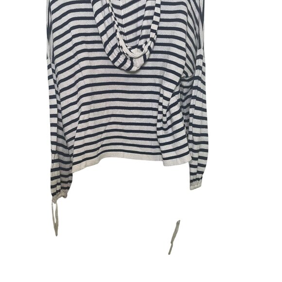 Splendid Striped Hoodie Sweater Navy White Tie Sleeve Medium - Picture 5 of 6